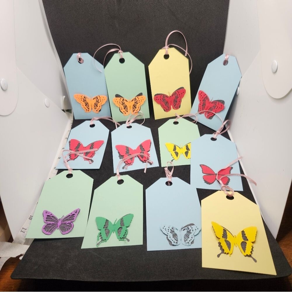 Hand Crafted Butterfly Gift Tags Colorful Thank You Cards Set Of 12 - Picture 7 of 7